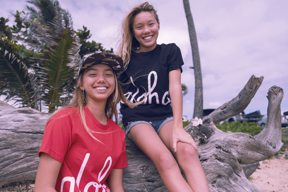 Live Aloha Script ALOHA ARMY CAMO TRUCKER & ALOHA SCRIPT TEES – IN4MATION Store