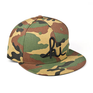 HI SCRIPT WOODLAND CAMO SNAPBACK