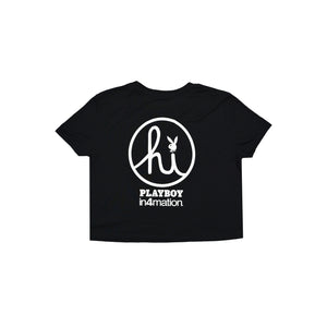 WOMENS CIRCLE HI PLAYBOY LOCKUP CROP TEE