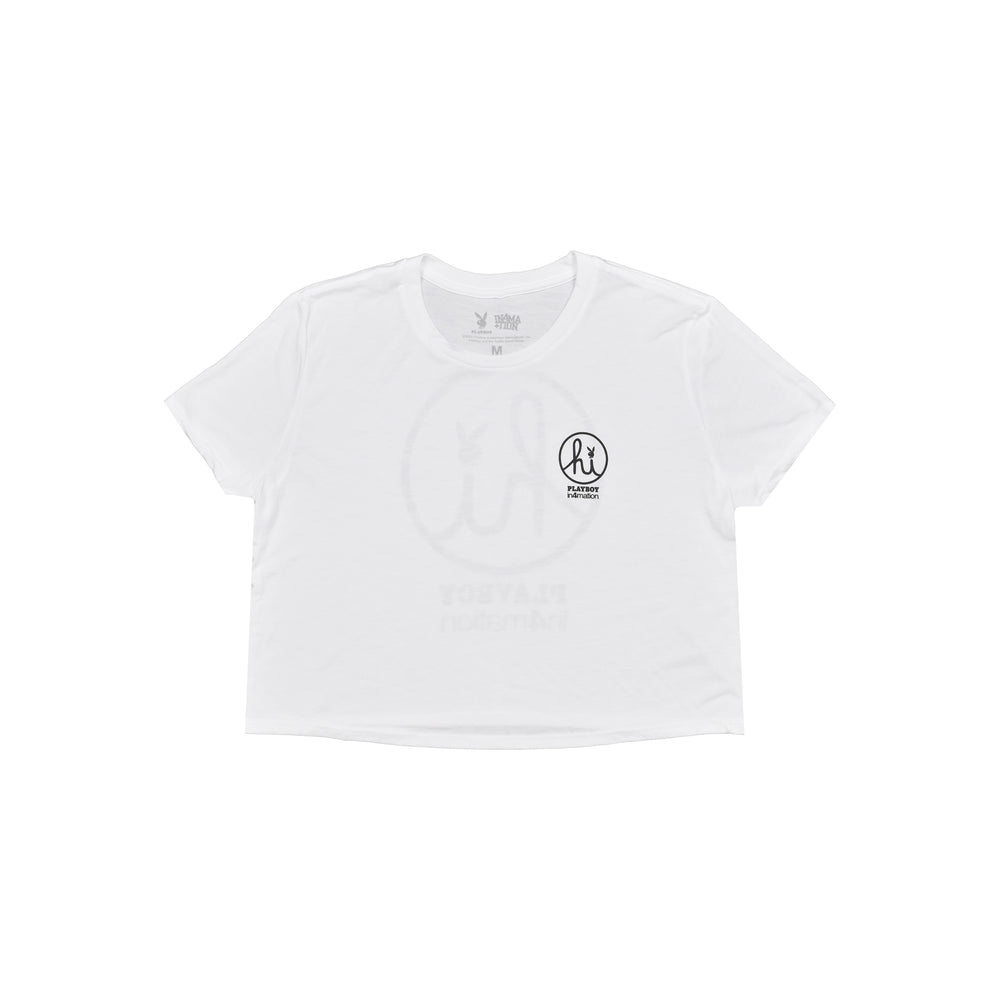 WOMENS CIRCLE HI PLAYBOY LOCKUP CROP TEE