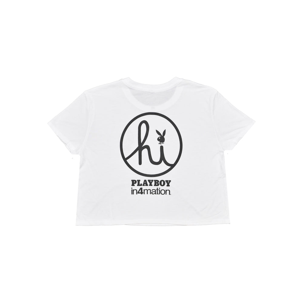 WOMENS CIRCLE HI PLAYBOY LOCKUP CROP TEE
