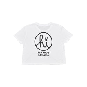 WOMENS CIRCLE HI PLAYBOY LOCKUP CROP TEE