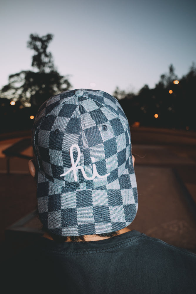 F.O.T.M. HI SCRIPT CHECKERED DENIM SNAPBACK