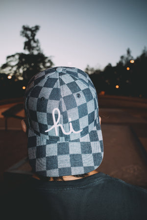 F.O.T.M. HI SCRIPT CHECKERED DENIM SNAPBACK