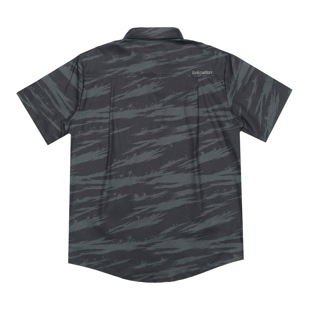 BLACK TIGER PALM CAMO BUTTON UP