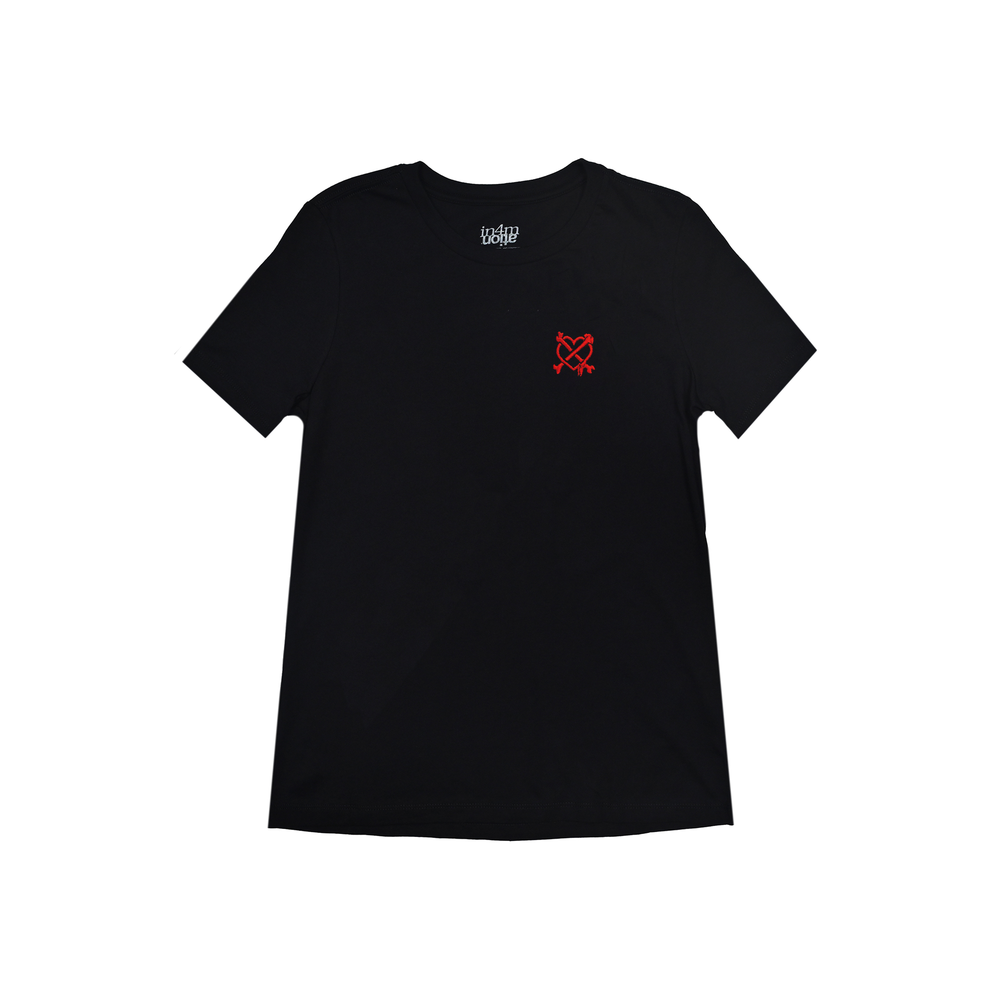 WOMENS EMBROIDERED CROSSBONES HEART TEE