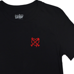 WOMENS EMBROIDERED CROSSBONES HEART TEE